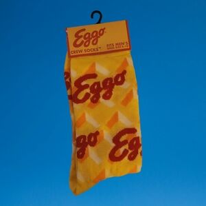 Men's  Eggo Yellow Crew Socks Shoe Size 6-12